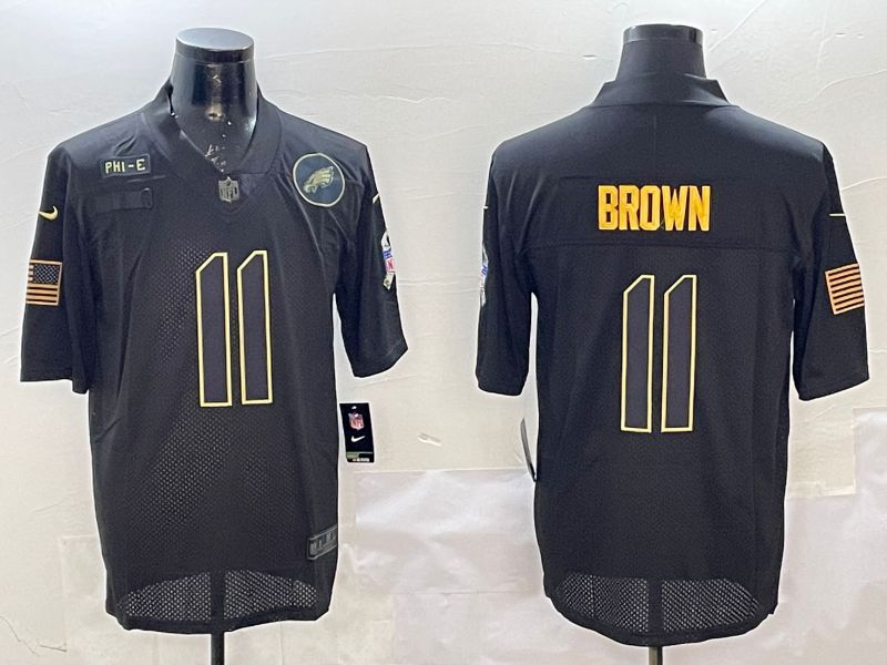Men Philadelphia Eagles #11 Brown Black 2025 Nike Salute to Service Limited NFL Jersey style 7